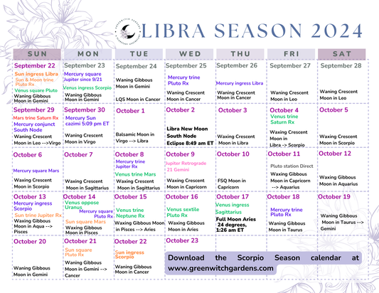 2024 Libra Season Astro Calendar